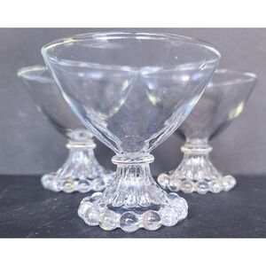 Vintage Anchor Hocking Boopie Berwick Clear Footed Dessert Sherbert Bowls 3 ct